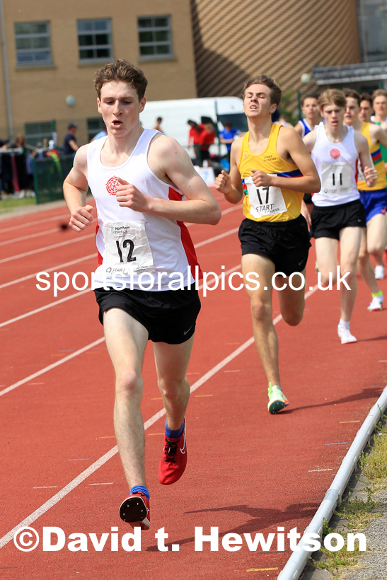 Mens Under-17s 1500 metres, 2022 Northern Inter Counties U17s and U15s Track and Field, York, Thursday, June 2nd. Photo: David T. Hewitson/Sports for All Pics